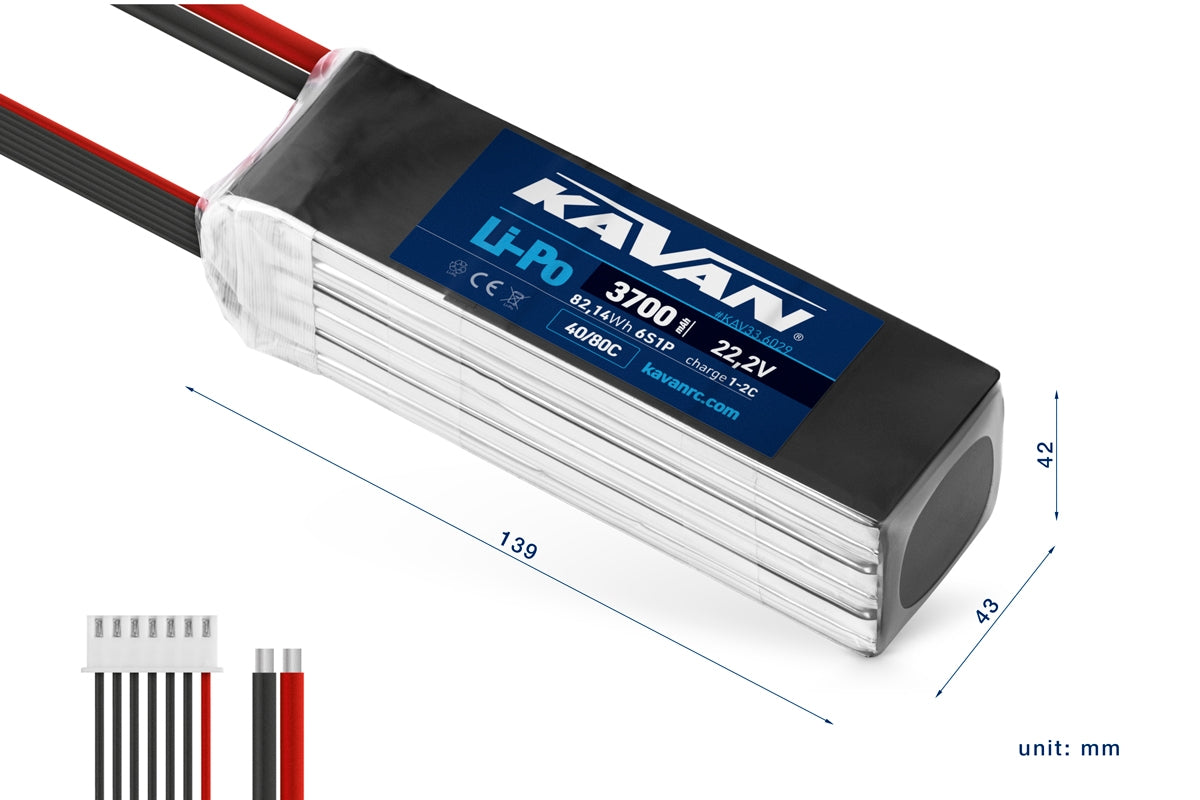 KAVAN LiPo 3700mAh/22,2V 40/80C 82,14Wh