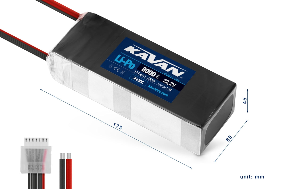 Li-Po 8000mAh/22,2V 30/60C, 177,6Wh
