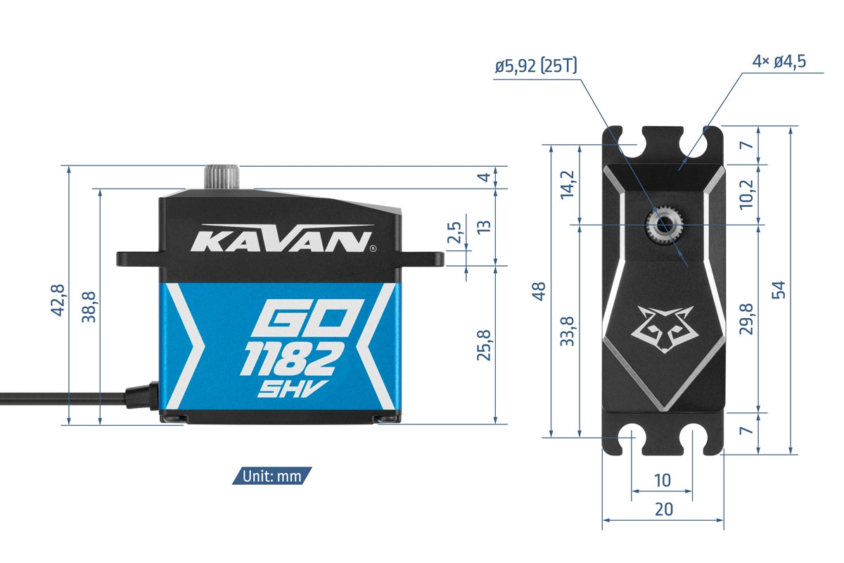 Servo GO-1182SHV (0,090 s/60°, 38 kg.cm) KAV20.1182SHV