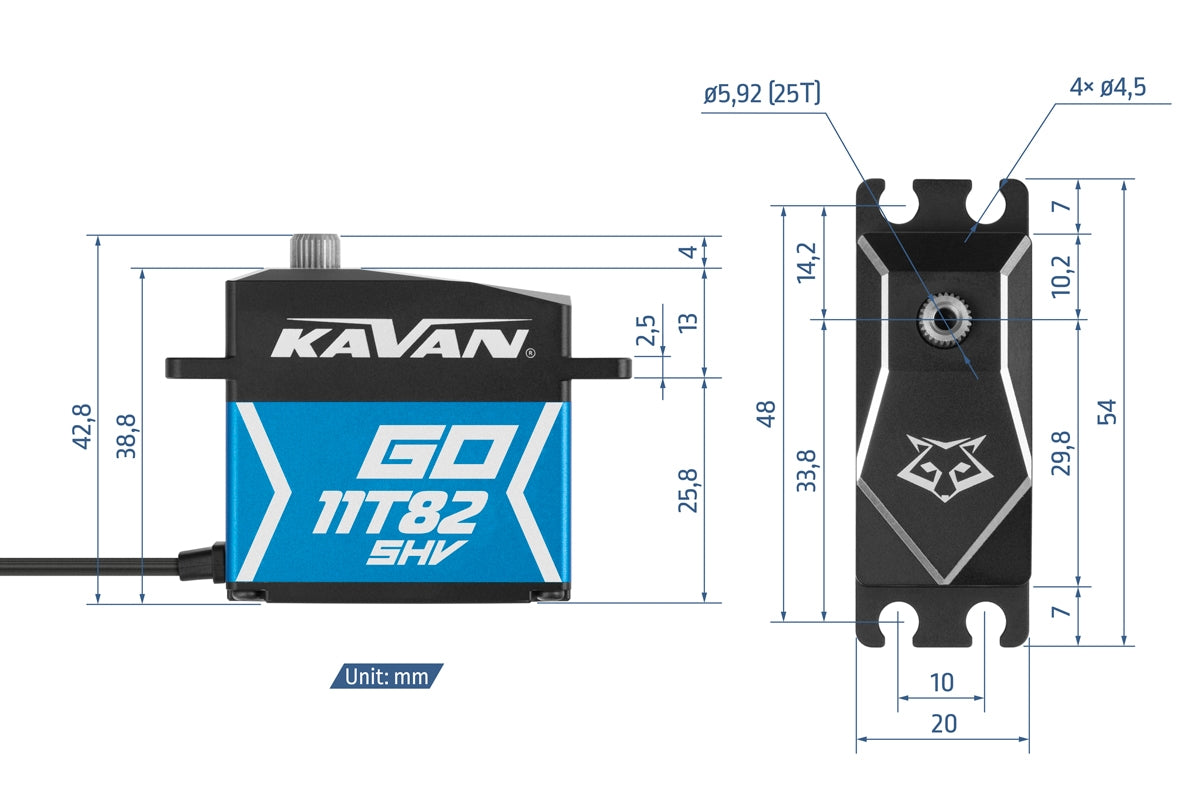 Servo GO-11T82SHV (0,043 s/60°, 18 kg.cm) KAV20.11T82SHV